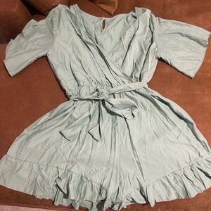SHEIN Mint Green Wrap Romper